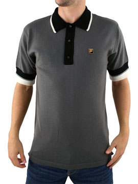 Grey Knit Polo Shirt