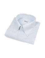 White Pencil-stripe Italian Handmade Slim Cotton Dress Shirt