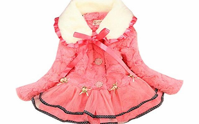 Finejo  Baby Girls Faux Fur Placket Fish Scale Coat Outwear Wind Breaker Clothes WRE 6