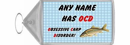 Fingerprint Designs Funny Obsessive Disorder Carp Fishing Fan Blue Personalised Large Keyring