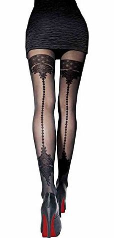 Fiore Patterned Tights Apriel black, M