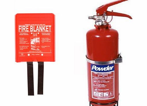 Firemart LARGE HOME BOAT GARAGE CARAVAN 2kg MULTI FIRE EXTINGUISHER amp; FIRE BLANKET SET BEST PRICE