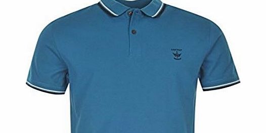 Firetrap Mens Lazer Polo Shirt Short Sleeve Top Tee Ribbed Trim Fold Over Collar Teal XXL