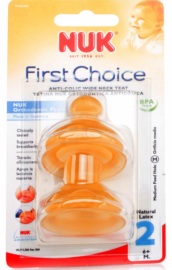 NUK First Choice Latex Teat Size 2 Medium Hole