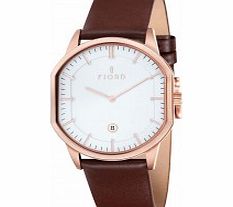 Fjord Mens Stein 2 Hand Rose Gold Brown Slim Watch