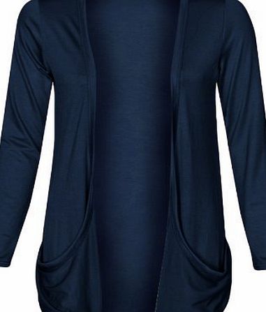 FLIRTY WARDROBE Womens Drop Pocket Boyfriend Open Cardigan Top Ladies Plus SizeUK 16 18 20 22 24 (UK 20-22-24 (XXL), Navy)