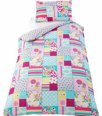 Floral Blocks Multicoloured Bedding Set - Single