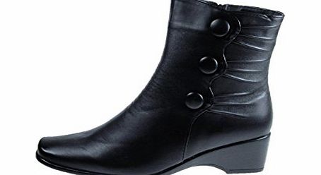 Florentine LADIES FASHION FAUX LEATHER ANKLE BOOTS FULL SIDE ZIP BLACK SZ UK 3-8 (5, Black)