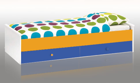 Kids Bed - White Blue and Orange