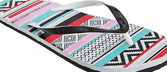 Floso  Womens/Ladies Aztec Pattern Toe Post Flip Flops (5/6 UK) (Red/Blue/Pink)