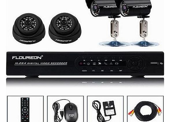 FLOUREON 1 X 8CH DVR   2 X Outdoor Camera   2 X Indoor Camera HDMI USB WiFi 3G Security Kit UK