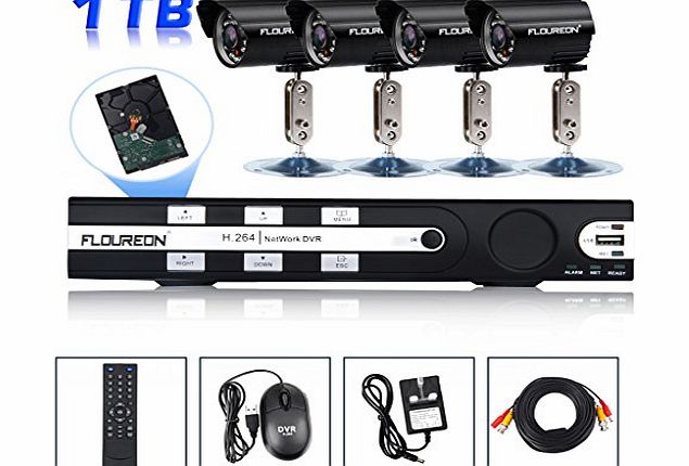 FLOUREON 8CH Full D1 H.264 DVR CCTV Security Kit HDMI Wifi 3G 4 X Outdoor Waterproof Night Vision Camera 1T HDD