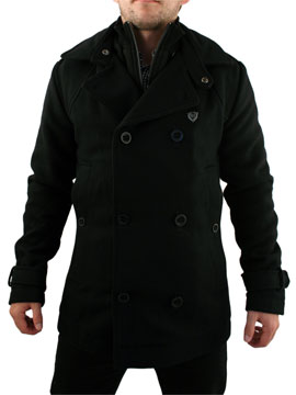 Black Game Over Pea Coat