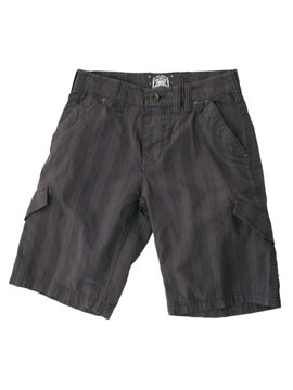 Grey Red Herring Plaid Combat Shorts