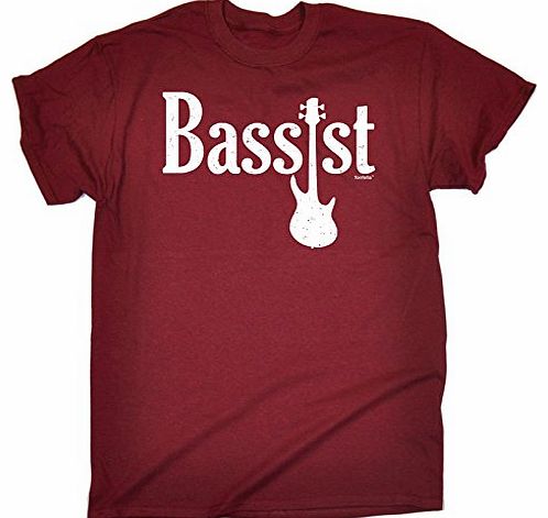 Fonfella Slogans BASSIST GUITAR (S - MAROON) NEW PREMIUM LOOSE FIT T-SHIRT - slogan funny clothing joke novelty vinta