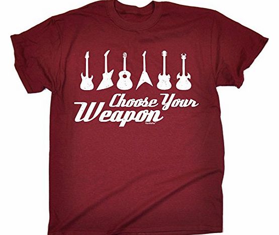 CHOOSE YOUR WEAPON - GUITAR (M - MAROON) NEW PREMIUM LOOSE FIT T-SHIRT - slogan funny clothing joke novelty vintage retro t shirt top mens ladies womens girl boy men women tshirt tees tee t-shirts shi