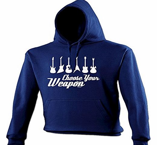 CHOOSE YOUR WEAPON - GUITAR (XL - NAVY) NEW PREMIUM HOODIE - slogan funny clothing joke novelty vintage retro top mens ladies girl boy sweatshirt men women hoody hoodies fashion urban cool geek shirt 