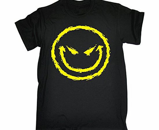 EVIL SMILEY FACE (3XL - BLACK) NEW PREMIUM LOOSE FIT T-SHIRT - slogan funny clothing joke novelty vintage retro t shirt top mens ladies womens girl boy men women tshirt tees tee t-shirts shirts fashio