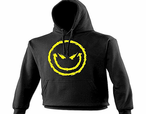 EVIL SMILEY FACE (M - BLACK) NEW PREMIUM HOODIE - slogan funny clothing joke novelty vintage retro top mens ladies girl boy sweatshirt men women hoody hoodies fashion urban cool geek shirt horror hall