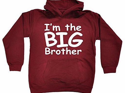 Fonfella Slogans KIDS - IM THE BIG BROTHER HOODIE (M-Age-7-8 - BURGUNDY) NEW PREMIUM - cool cute baby toddler Slogan 