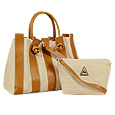 Fontanelli Canvas & Leather Italian Tote Handbag