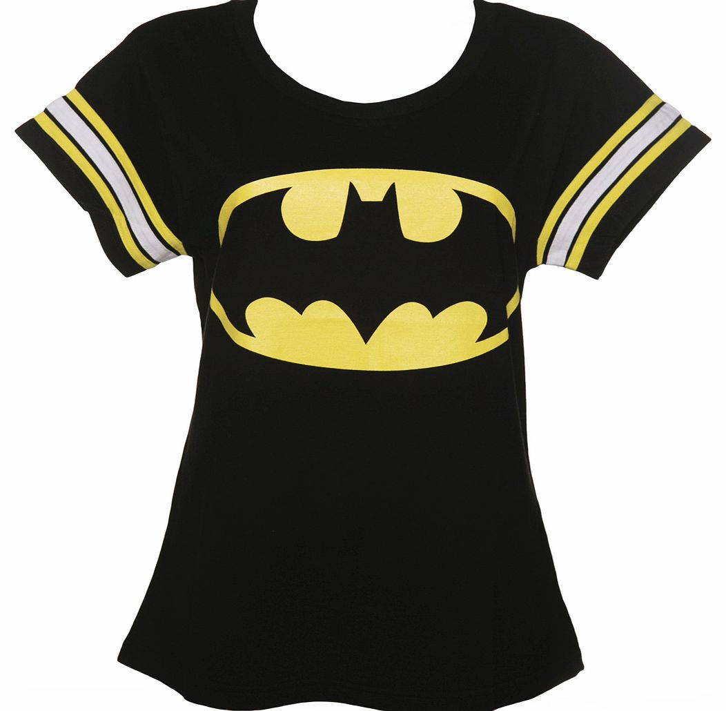 Ladies Black DC Comics Batman Logo Varsity