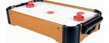 AIR HOCKEY DESK TABLE TOP GAME. 2 PADDLES & PUCKS WOOD GRAIN EFFECT GIFT PRESENT