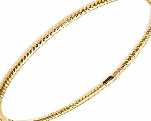 Forever Lite 9ct Yellow Gold, Diamond Cut, Textured Bangle of 6.7cm Diameter