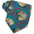 Fornasetti Marinara - Peacock Blue Shells Print Silk Tie