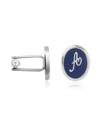Forzieri Alphabet Initial Enamel Silver Plated Cuff links