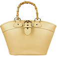 Forzieri Beige Lizard-print Tote w/Bamboo handles