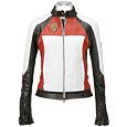Black and White Italian Leather Motorcycle-style Zippered Jacket