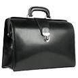 Black Italian Leather Buckled Medium Doctor Bag