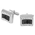 Black Square Stones Cufflinks w/Swarovski Cristal