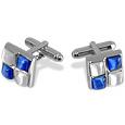 Forzieri Blue and White Stones Silver Plated Cuff Links