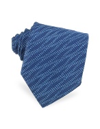 Forzieri Blue Textured Stripes Woven Silk Tie