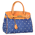 Forzieri Capaf Denim and Orange Leather Birkin Bag