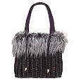 Capaf Line Wicker and Faux Fur Handbag