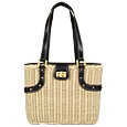 Forzieri Capaf Line Wicker and Leather Handbag