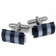 Cat` Eye - Black Onyx Vertical Bands Curved Cufflinks