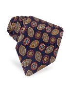 Forzieri Classic Circle and Oval Ornamental Printed Silk Tie