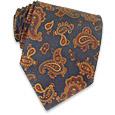 Forzieri Dark Blue Paisley Printed Silk Tie