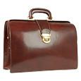 Dark Brown Italian Leather Buckled Medium Doctor Bag