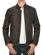 Dark Brown Italian Leather Motorcycle Zip Jacket