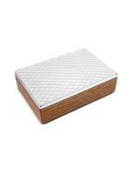 Forzieri Diamond Pattern Sterling Silver and Wood Jewelry Box