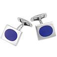 DiFulco Line Rectangular Frame Sterling Silver Cufflinks