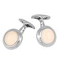 DiFulco Line Round White Sterling Silver Cufflinks