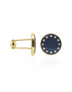 European Flag Gold Plated Round Cufflinks