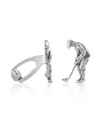 Forzieri Exclusives Sterling Silver Golfer Florentine Handmade Cufflinks