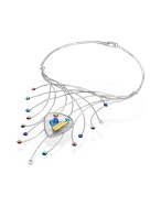Forzieri Fireworks Glass Stones Sterling Silver Necklace